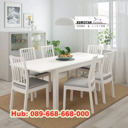 Meja Makan Jati Putih Elegant