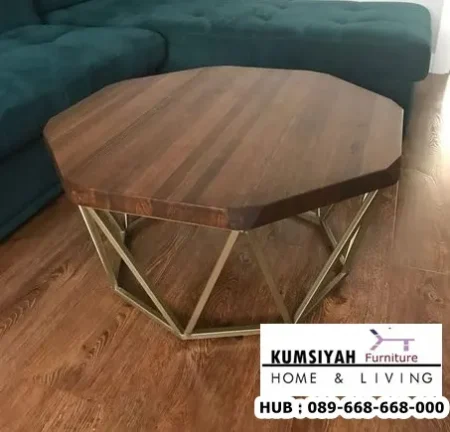 Coffe Table Oktagon Industrial Kayu Jati Solid