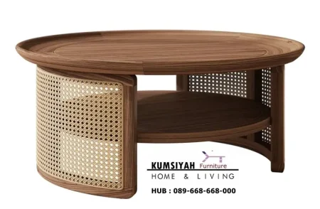 Meja Coffe Kombinasi Rotan Bundar Semarang