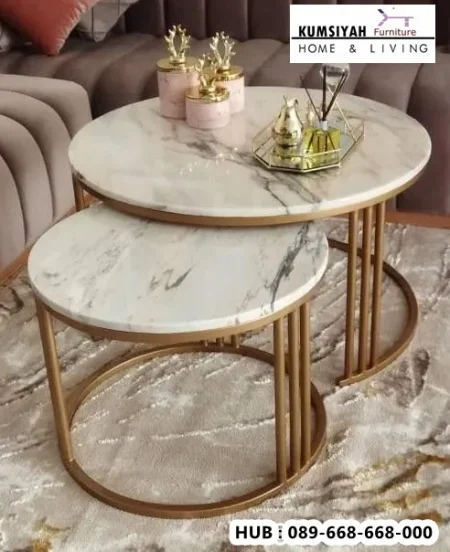 Coffee Table Marmer Minimalis Modern Ruang Tamu Elegan