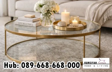 Jual Coffee Table Rangka Stainless Permukaan Kaca