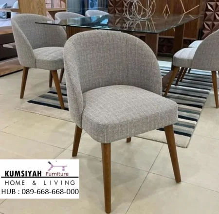 Jual Kursi Makan Minimalis Fabric Kayu Solid