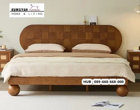 Jual Tempat Tidur Kayu Jati Motif Kotak-Kotak Terbaru Bekasi