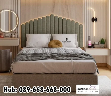 Jual Tempat Tidur Kayu Solid Desain Kontemporer Gayungan
