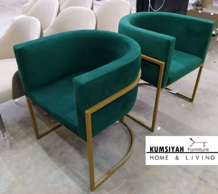 Kursi Tamu Stainless Gold Sandaran Lengkung Modern