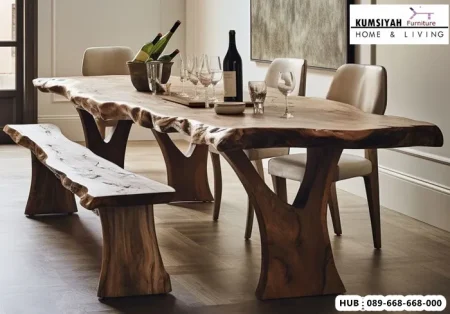Meja Makan Natural Kayu Jati