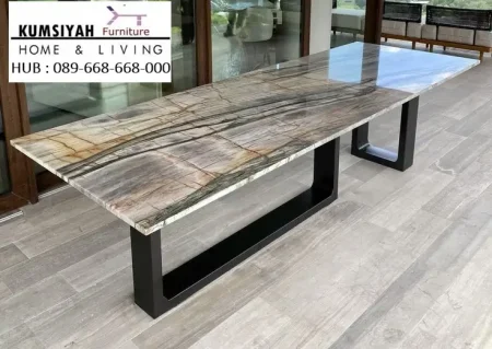 Meja Marmer Slab Kaki Besi Luxury Industrial