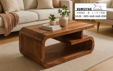 Meja Tamu Jati Minimalis Seri Curvy