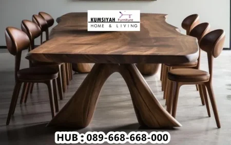 Model Meja Makan Kayu Jati Finishing Walnut Terbaru
