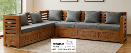 Set Kursi Sudut Jati Ukir Kencana