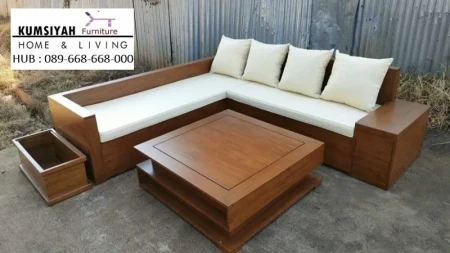 Set Kursi Sudut Minimais Kayu Jati
