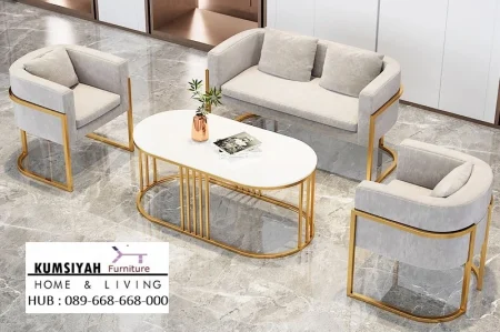 Set Kursi Tamu Stainless Gold Lengkung Lamongan