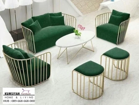 Set Kursi Tamu Stainless Model Teralis Gold Garut