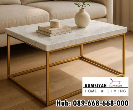 Jual Coffee Table Kotak Stainless Kombinasi Marmer