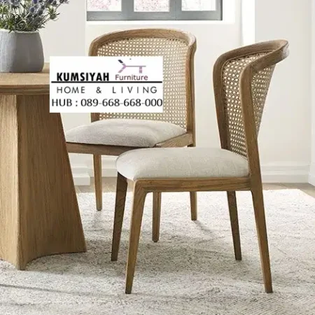 Kursi Makan Kayu Jati Rotan Scandinavian