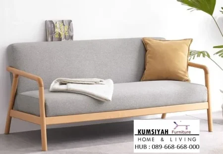 Kursi Sofa Tamu Scandinavian Kayu Alami