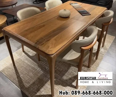 Meja Makan Desain Sederhana Material Kayu Jati