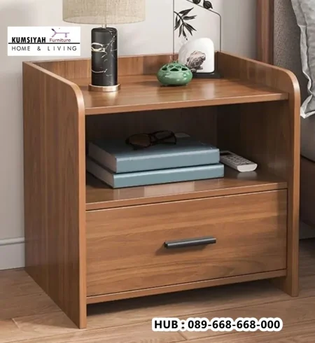 Meja Nakas Kayu Jati Walnut Finishing