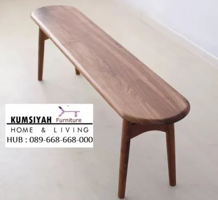 Bangku Kayu Solid Oval Minimalis