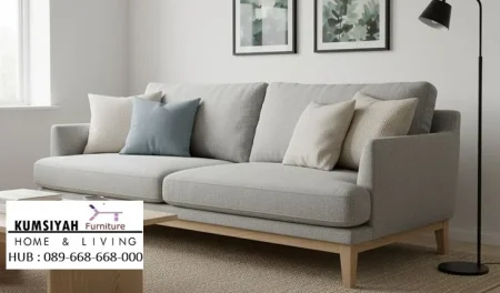 Kursi Sofa Keluarga Modern Kaki Kayu