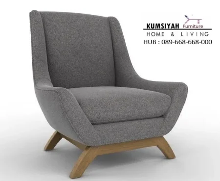 Kursi Sofa Single Santai Kaki Kayu