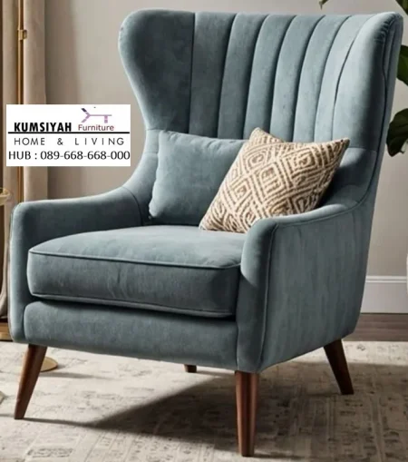Kursi Sofa Wingback Aksen Garis