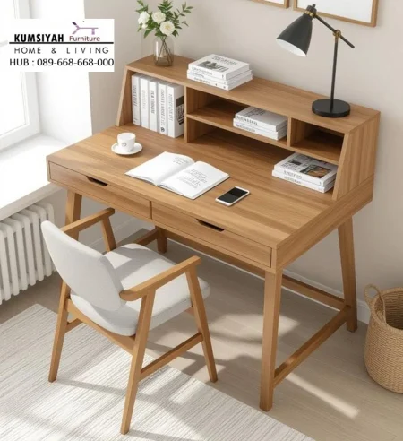 Meja Belajar Estetik Seri Natural