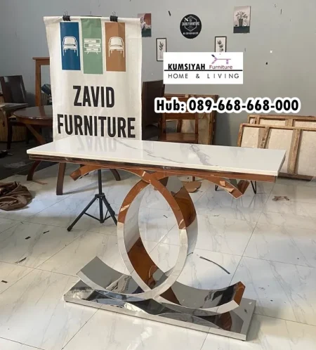 Meja Konsol Marmer Stainless Glossy Minimalis Istimewa