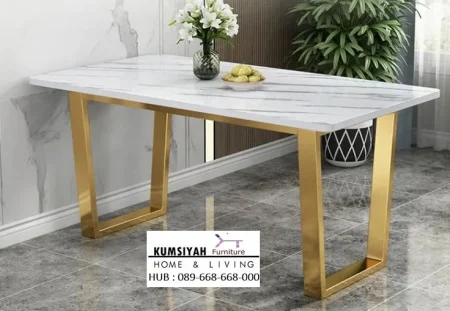 Meja Marmer Modern Eksklusif Kaki Gold