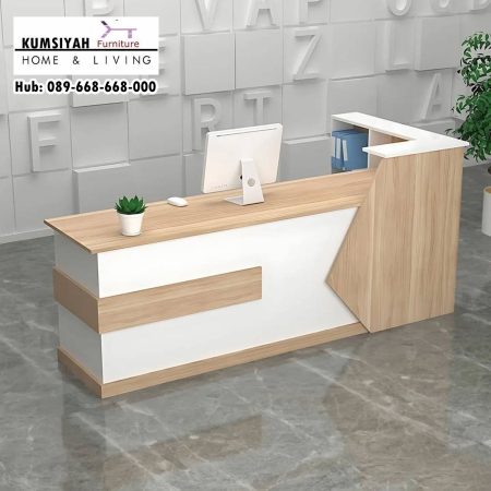 Meja Resepsionis Minimalis Mewah Kayu Jati