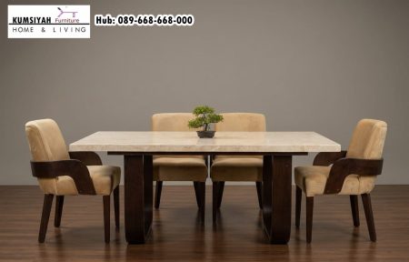 Jual Meja Makan Mewah Marmer Granit Kaki Kayu Jati
