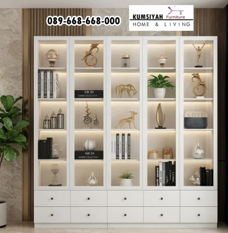 Lemari Hias Grand White Glass Showcase