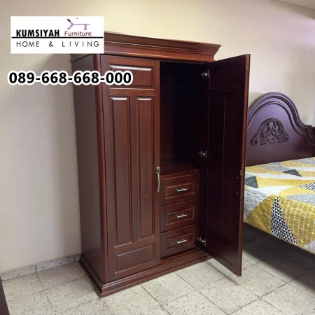 Lemari Pakaian Jati Minimalis 2 Pintu 3 Laci