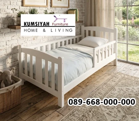 Jual Dipan Anak Minimalis Wonogiri Kayu Solid Warna Putih Aman & Nyaman